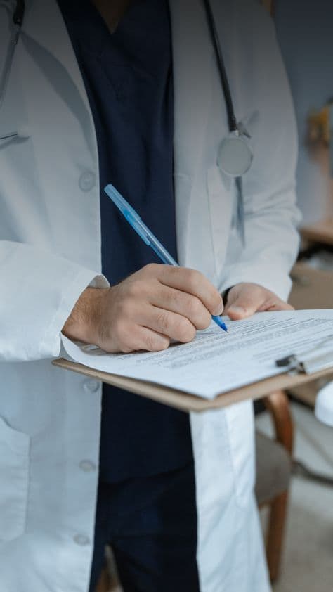 Medical concierge service showing hands writing notes