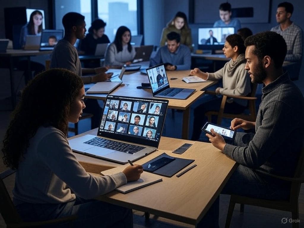 Business person touching digital interface with network icons