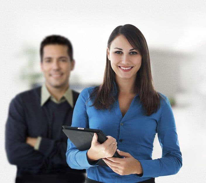 Professional networking - two people in business attire