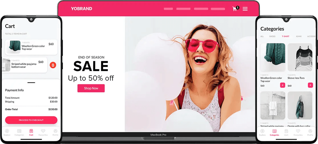 E-commerce Website Mockup on Multiple Devices