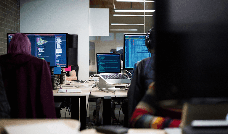 Development team working together