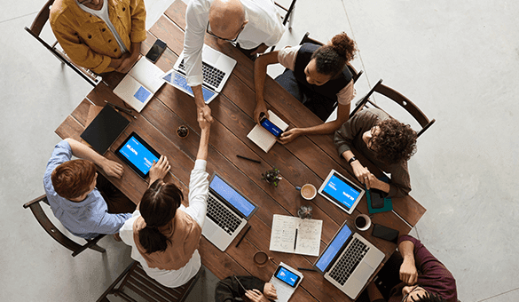 Team collaboration in modern office