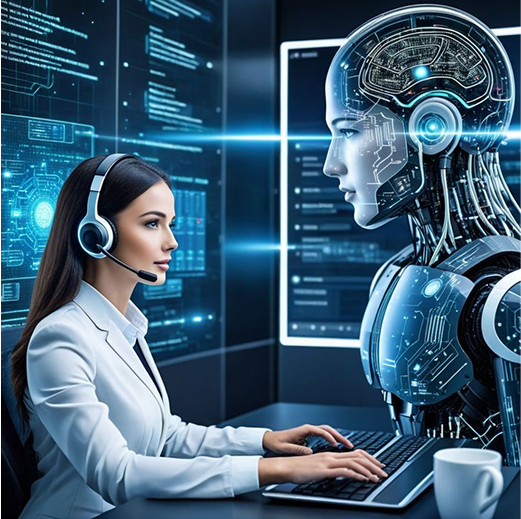 AI Engineer collaborating with robot